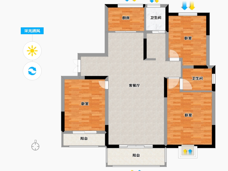 河南省-开封市-长基雁月湾-111.03-户型库-采光通风