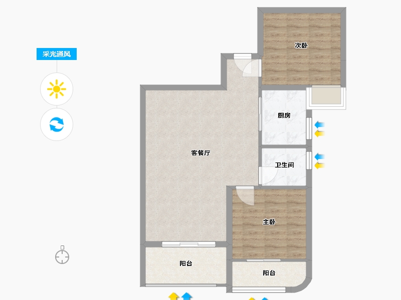 福建省-莆田市-新光·皇庭水岸-71.34-户型库-采光通风