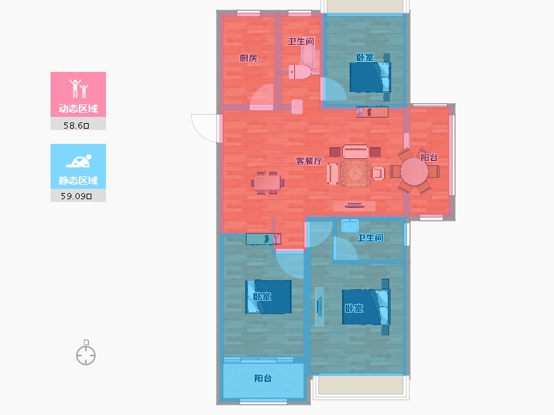 江苏省-宿迁市-津瑞花苑-106.01-户型库-动静分区