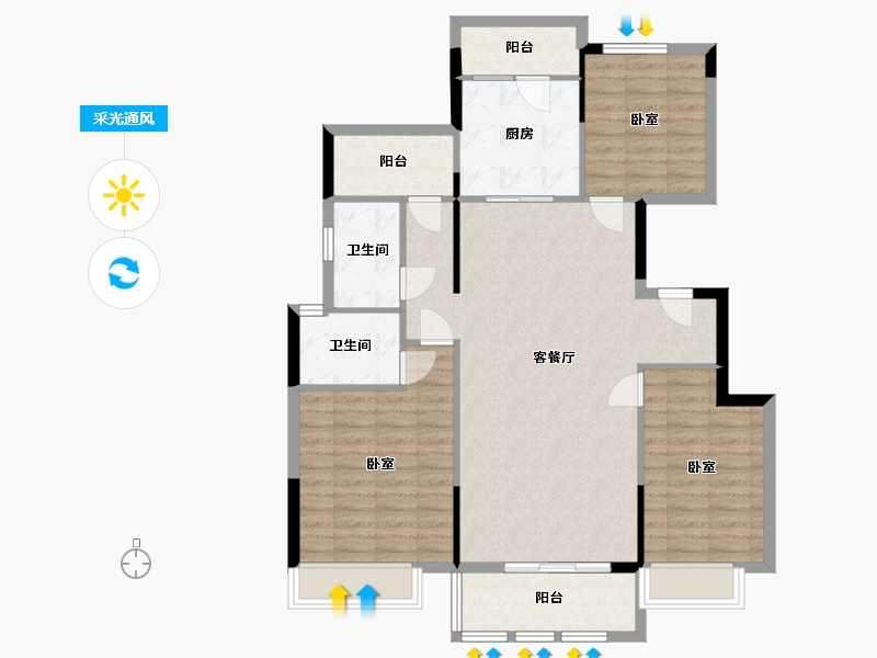 湖南省-衡阳市-山水文苑-107.76-户型库-采光通风