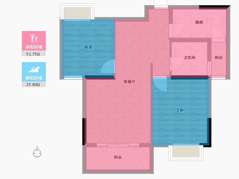 湖北省-武汉市-东庭郡园-69.41-户型库-动静分区