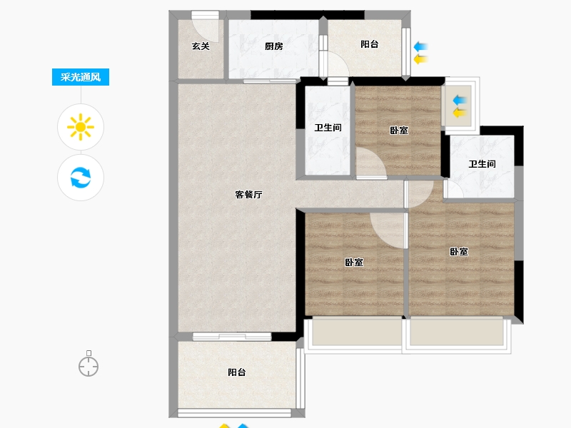 广东省-阳江市-粤沛森林湖-75.70-户型库-采光通风