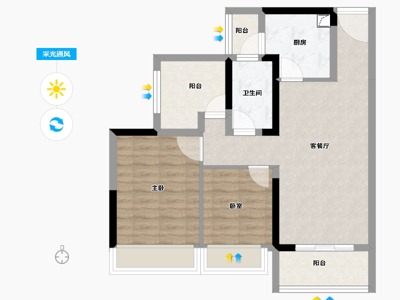 广东省-佛山市-时光樾-65.25-户型库-采光通风