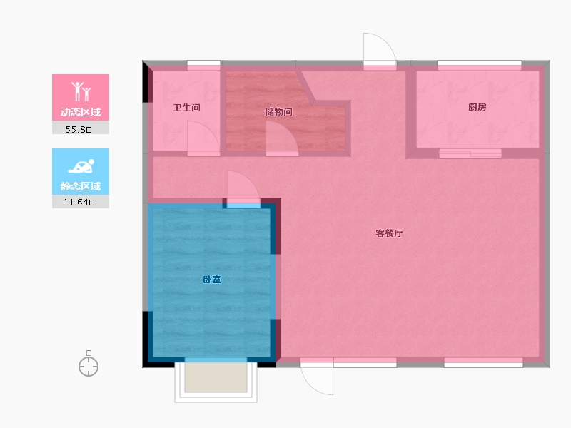 内蒙古自治区-包头市-富力山-60.71-户型库-动静分区