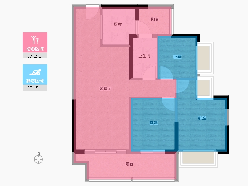 广东省-阳江市-敏捷翰林府-71.70-户型库-动静分区