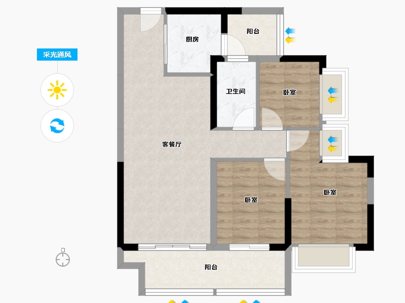 广东省-阳江市-敏捷翰林府-71.70-户型库-采光通风