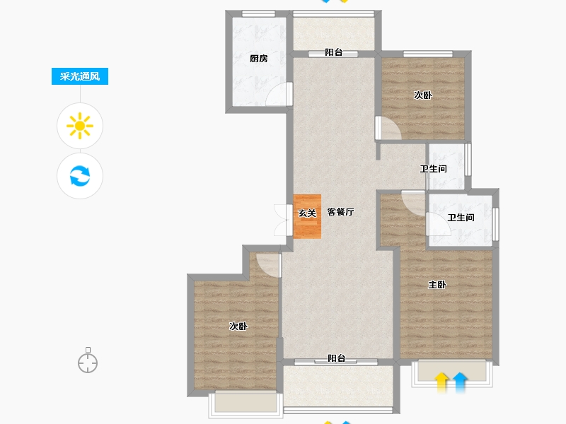 山东省-泰安市-城开林溪郡-113.00-户型库-采光通风