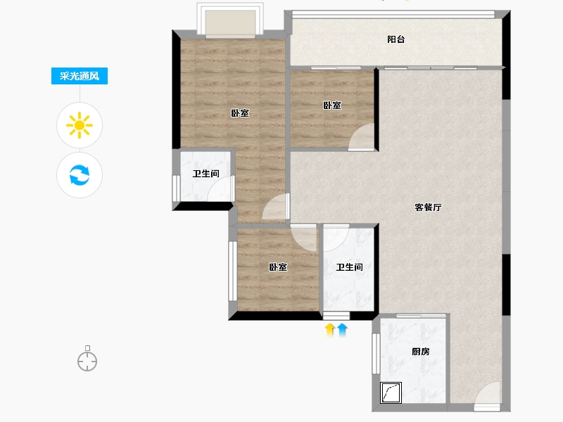 广东省-东莞市-樟城华轩-84.43-户型库-采光通风