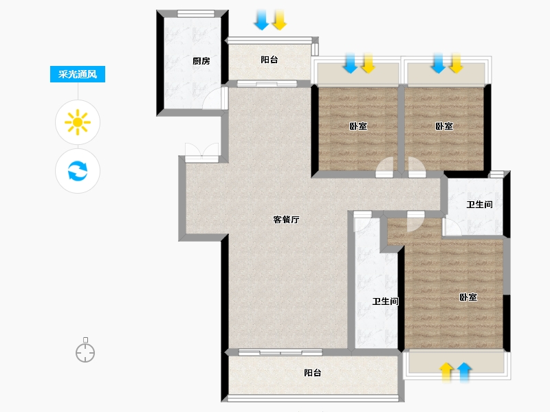 湖南省-衡阳市-国贸·前海湾-105.00-户型库-采光通风