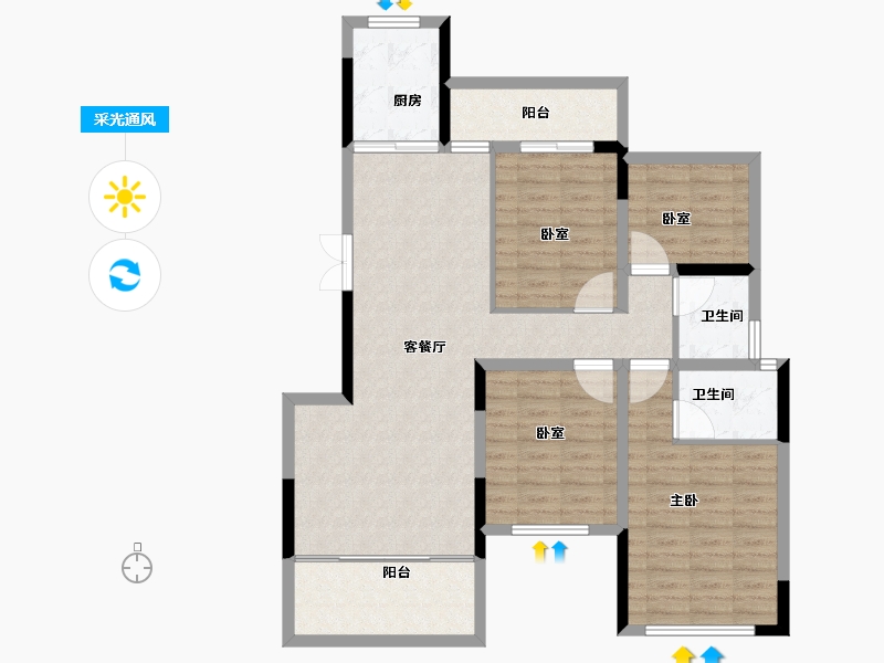 湖南省-衡阳市-鸿运府-102.00-户型库-采光通风