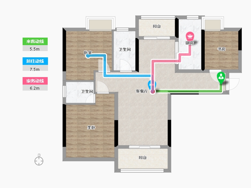 湖北省-武汉市-龙城汇萃园-95.09-户型库-动静线