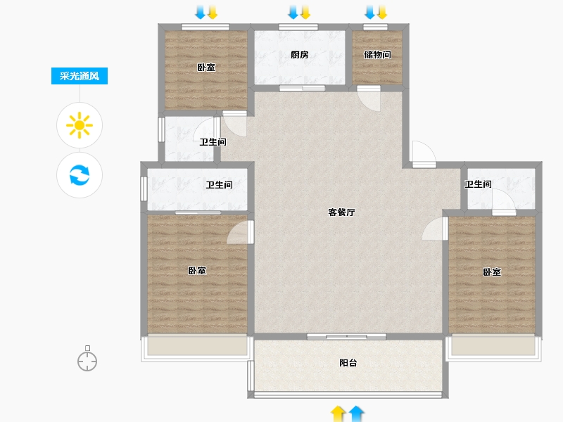 陕西省-西安市-陕建沣渭壹号院-152.00-户型库-采光通风