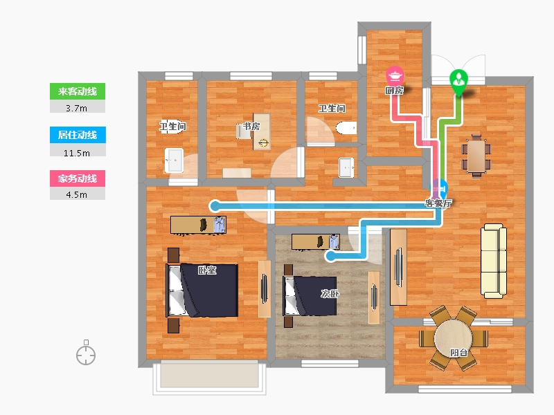 江苏省-宿迁市-富园雍锦府-96.00-户型库-动静线