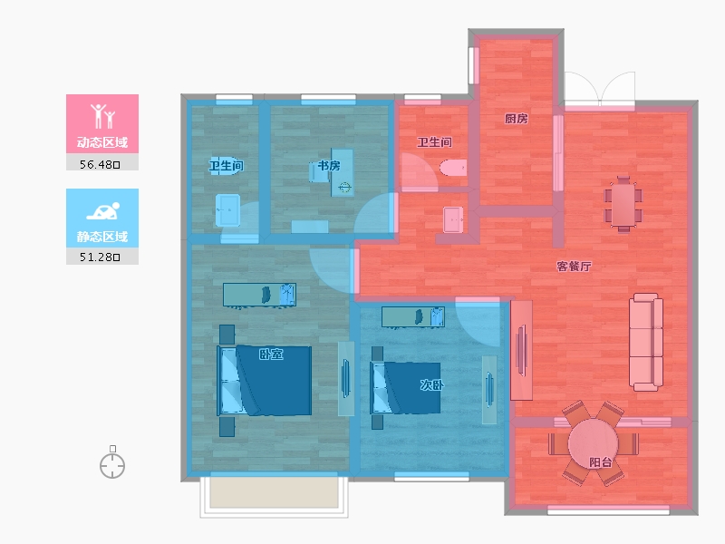 江苏省-宿迁市-富园雍锦府-96.00-户型库-动静分区