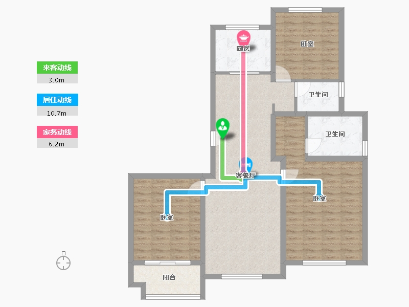 山东省-淄博市-青荷居-106.71-户型库-动静线