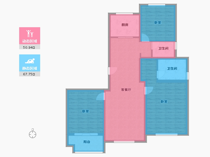 山东省-淄博市-青荷居-106.71-户型库-动静分区