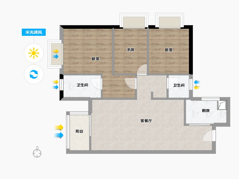 广东省-东莞市-金地风华-74.39-户型库-采光通风