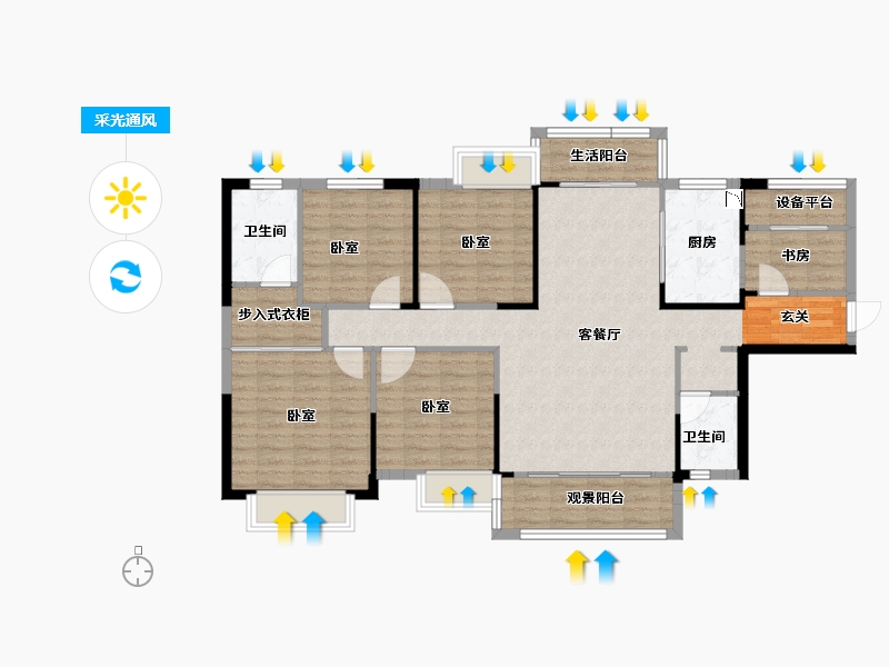 湖南省-邵阳市-仁为峰邵东壹号-114.98-户型库-采光通风