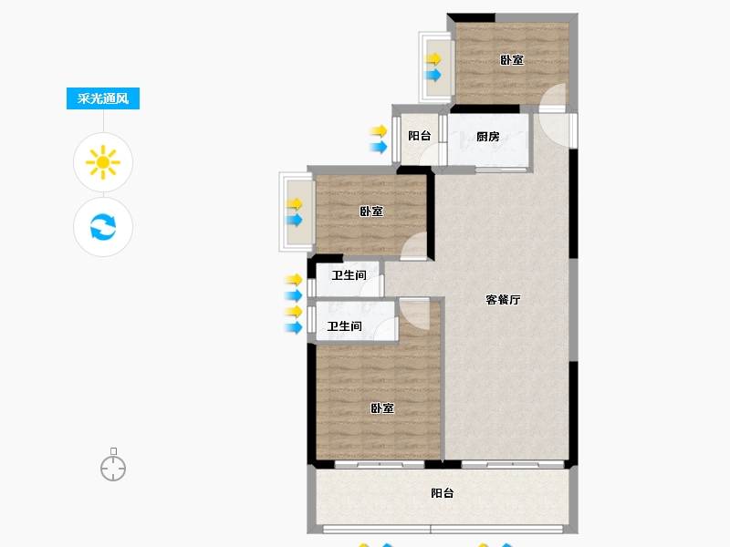 广东省-汕头市-铭荟花园-91.23-户型库-采光通风