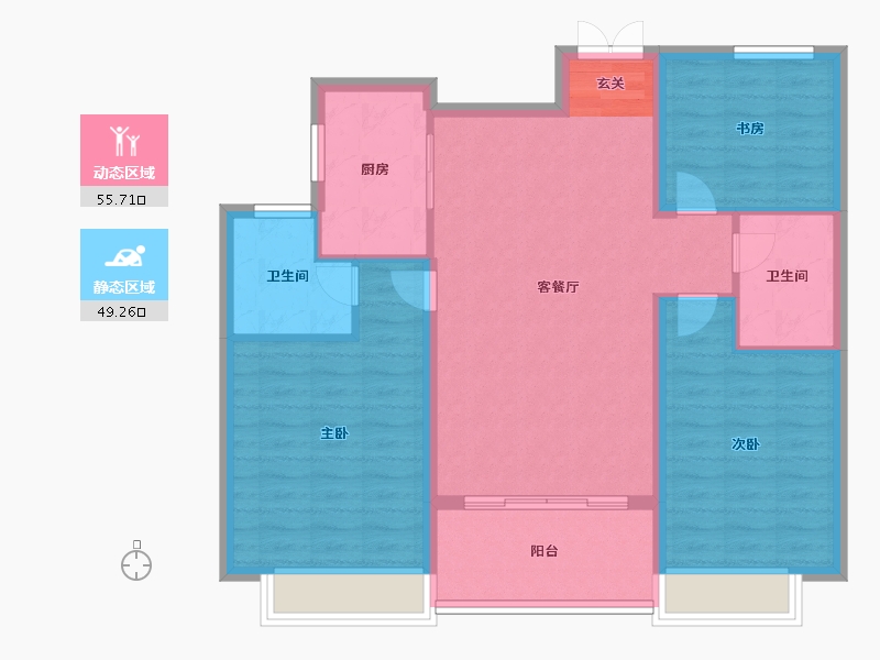 山东省-泰安市-城开林溪郡-95.00-户型库-动静分区