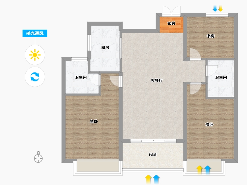 山东省-泰安市-城开林溪郡-95.00-户型库-采光通风