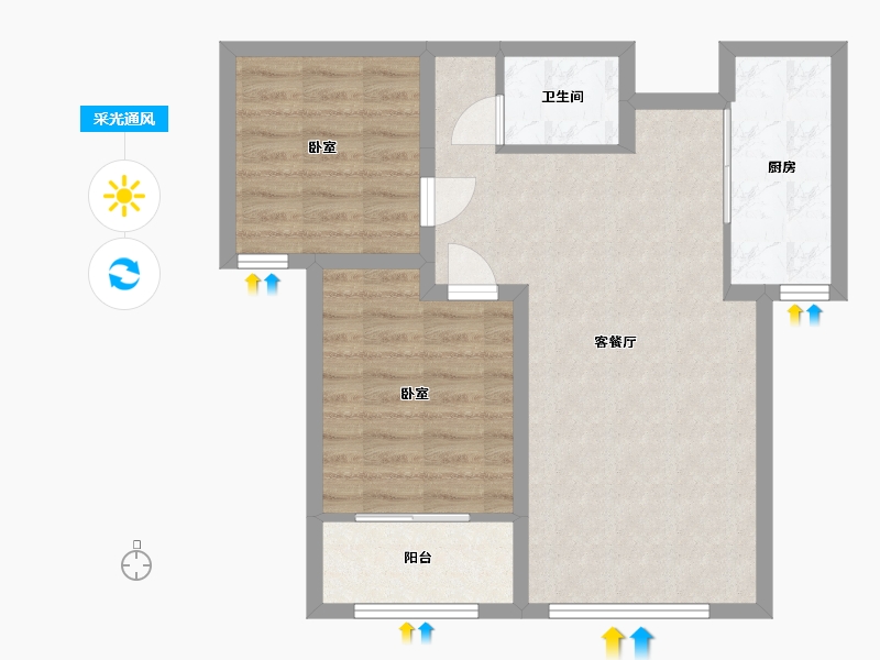 宁夏回族自治区-银川市-军安家园-64.92-户型库-采光通风