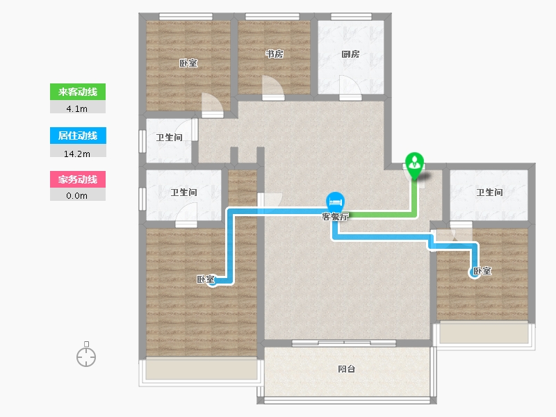 陕西省-西安市-陕建沣渭壹号院-136.00-户型库-动静线