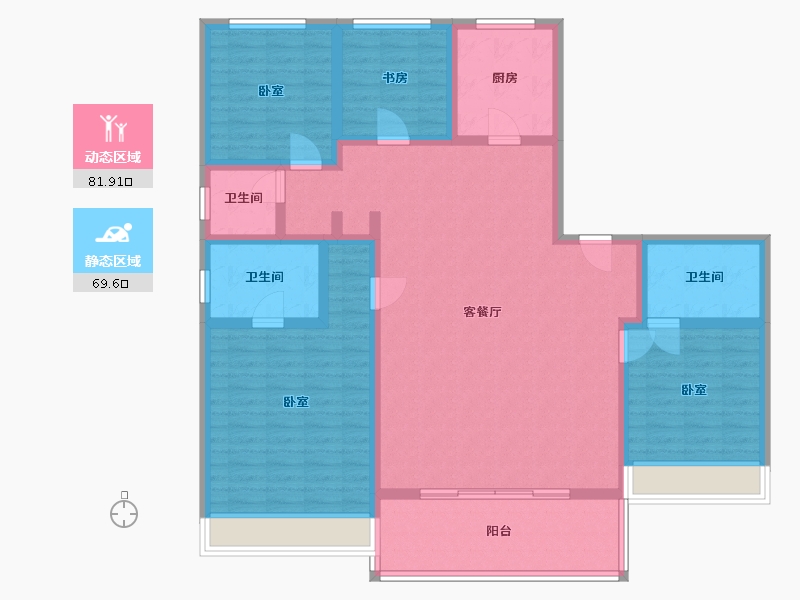 陕西省-西安市-陕建沣渭壹号院-136.00-户型库-动静分区