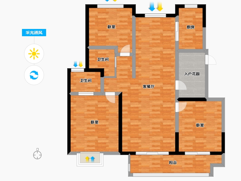 河南省-开封市-通许溪湖公馆-106.51-户型库-采光通风