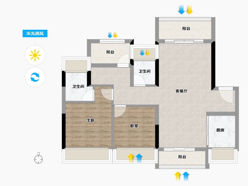 广东省-佛山市-时光樾-75.12-户型库-采光通风