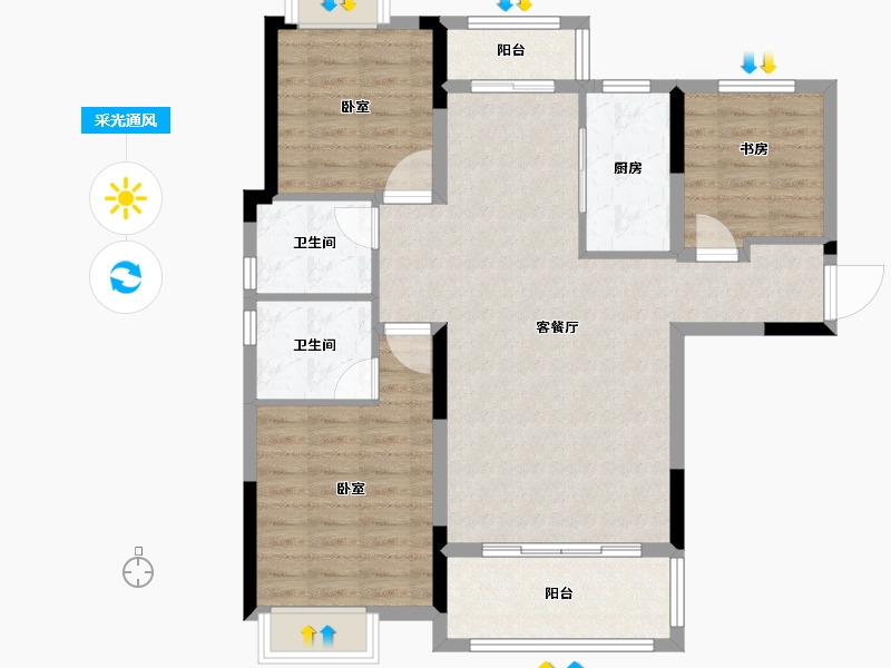 湖南省-长沙市-长沙亿达智造小镇-92.98-户型库-采光通风