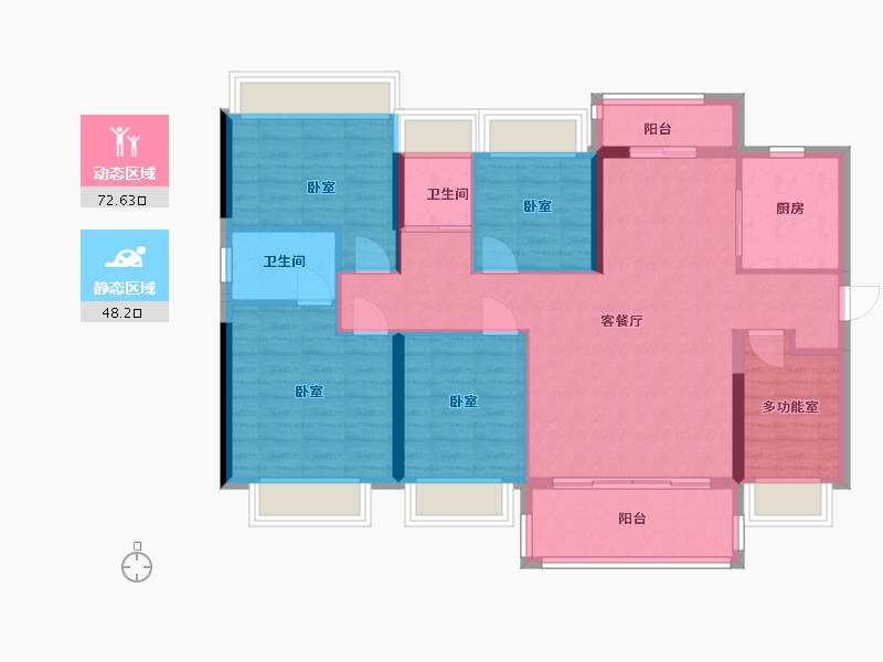 广东省-梅州市-碧桂园凤悦台-108.83-户型库-动静分区