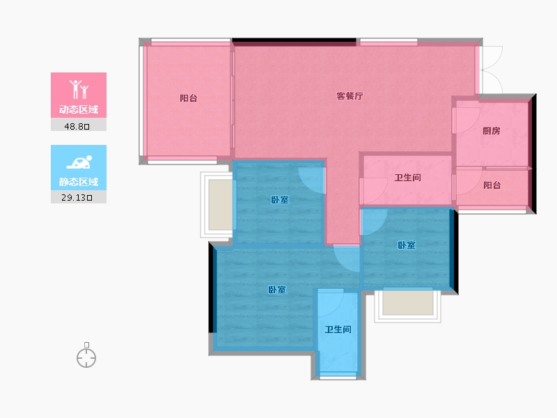 广东省-肇庆市-鼎湖春天-70.40-户型库-动静分区