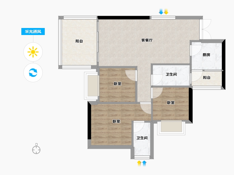 广东省-肇庆市-鼎湖春天-70.40-户型库-采光通风