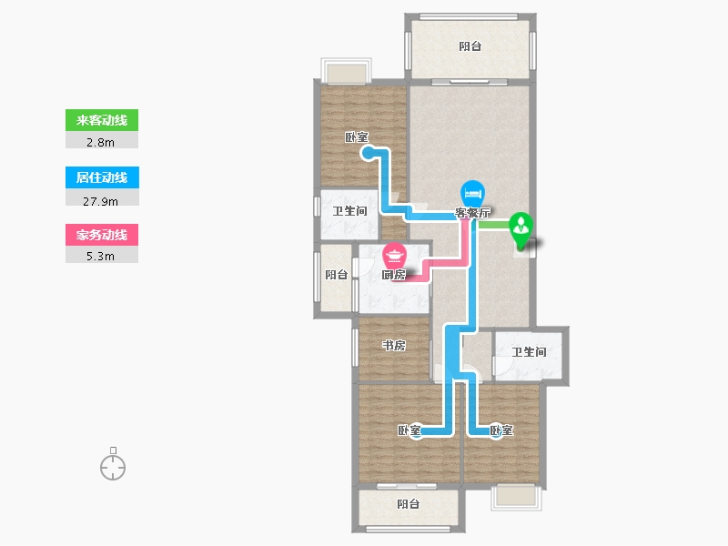 广东省-梅州市-鸿都别院-137.58-户型库-动静线