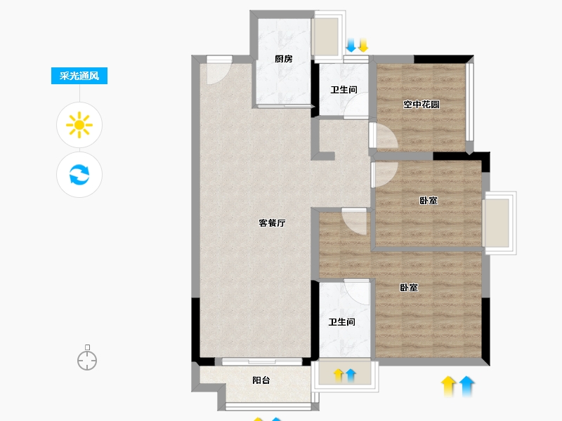 广东省-佛山市-首创禧瑞园著-80.86-户型库-采光通风