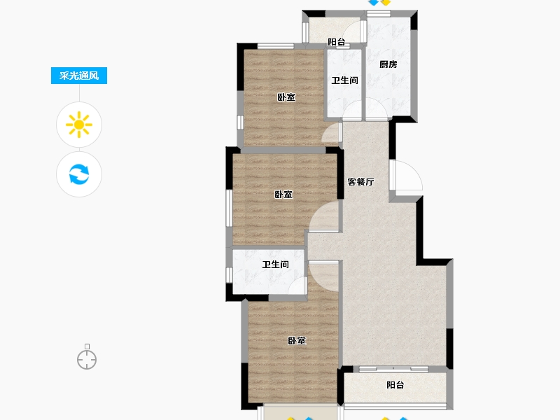 广东省-江门市-金泽世家-96.00-户型库-采光通风