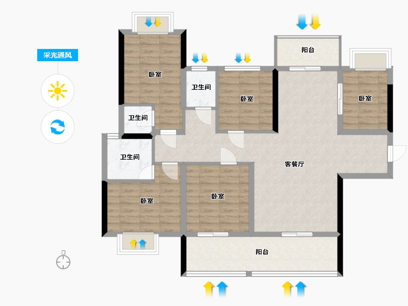 广东省-梅州市-五华客天下和府-110.64-户型库-采光通风