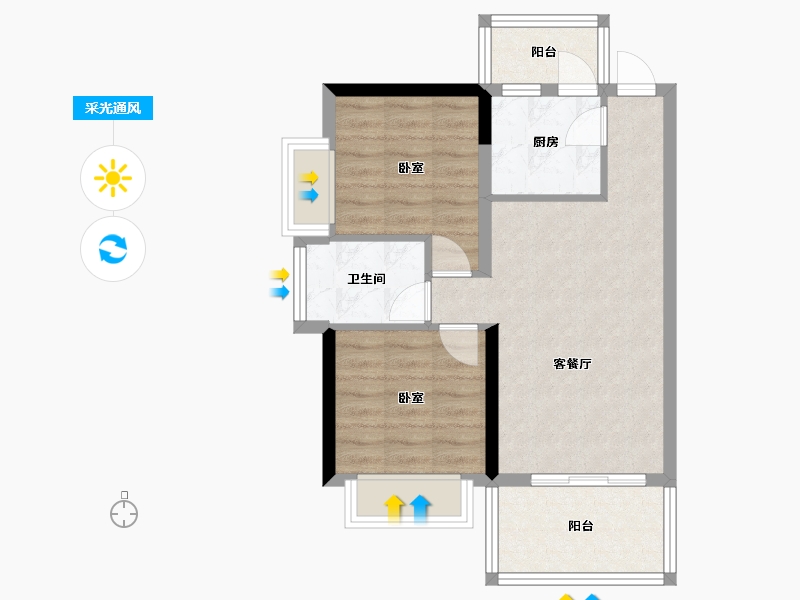 广东省-河源市-河源客天下国际旅游度假区-58.66-户型库-采光通风