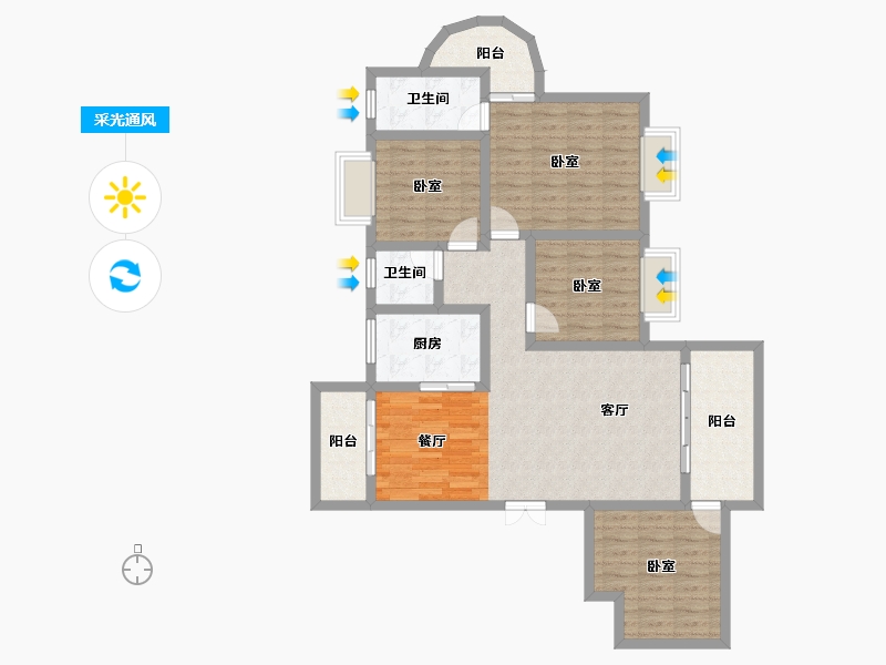 湖南省-衡阳市-楚江大厦-105.04-户型库-采光通风