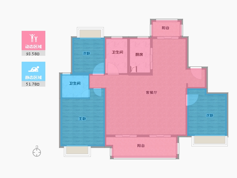 江苏省-无锡市-圆融广场-132.00-户型库-动静分区