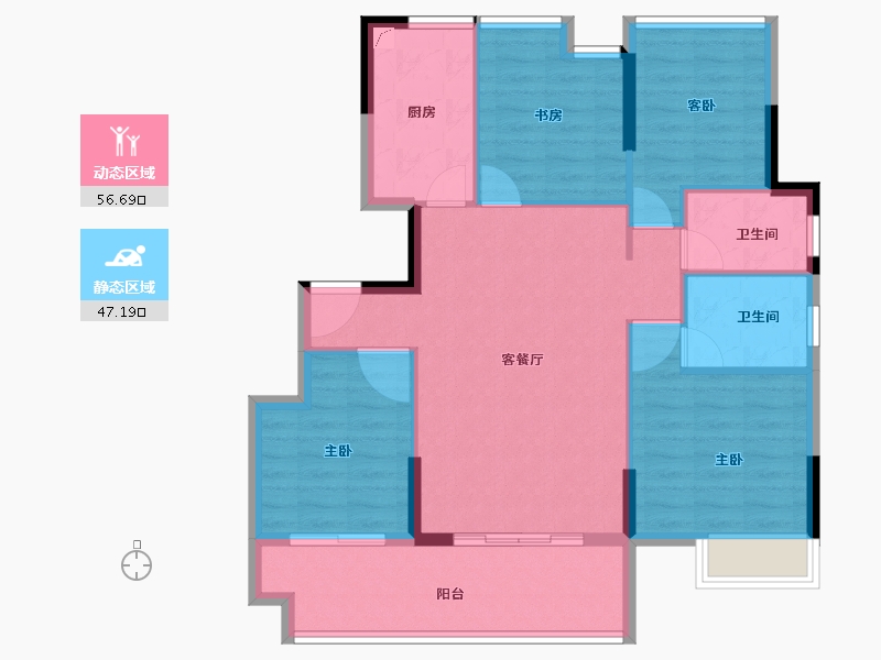 广东省-肇庆市-恒泰悦璟府-93.56-户型库-动静分区