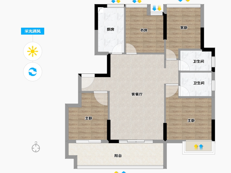 广东省-肇庆市-恒泰悦璟府-93.56-户型库-采光通风