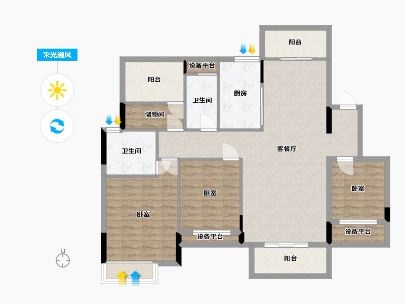 湖南省-衡阳市-万恒·樾府-108.87-户型库-采光通风