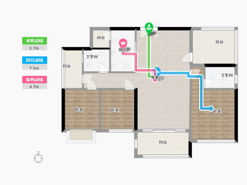 湖南省-郴州市-达康永乐府-104.00-户型库-动静线