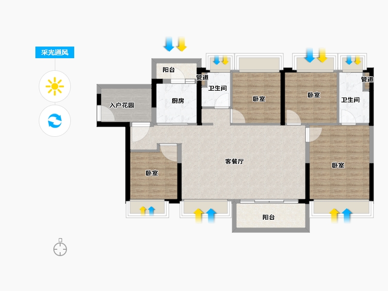 广东省-广州市-富力南驰·富颐华庭-108.00-户型库-采光通风