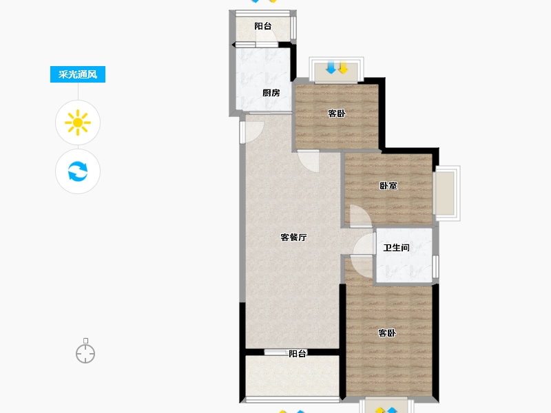 安徽省-六安市-恒大御景湾-90.00-户型库-采光通风