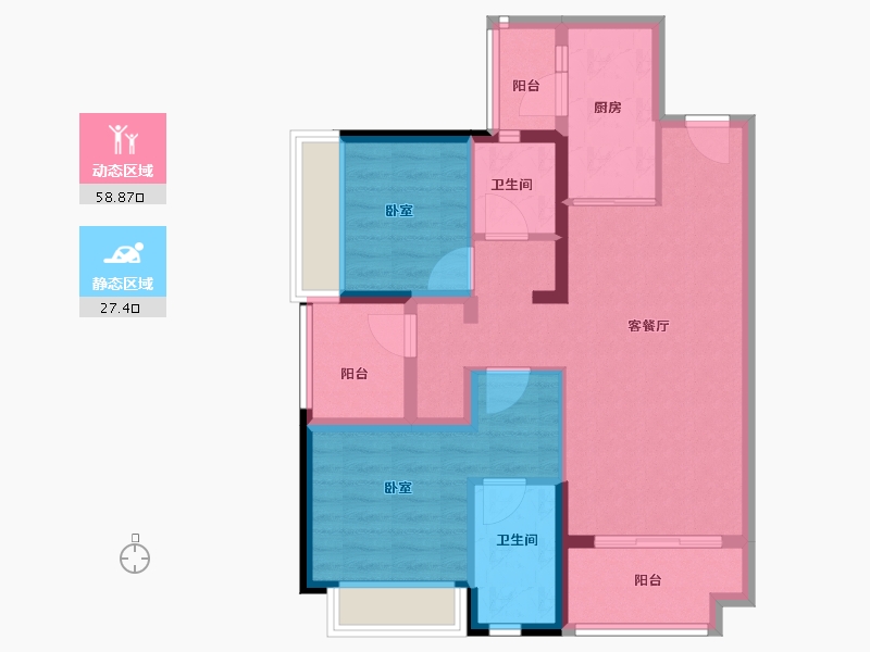 广东省-佛山市-招商岸芷汀兰-76.00-户型库-动静分区