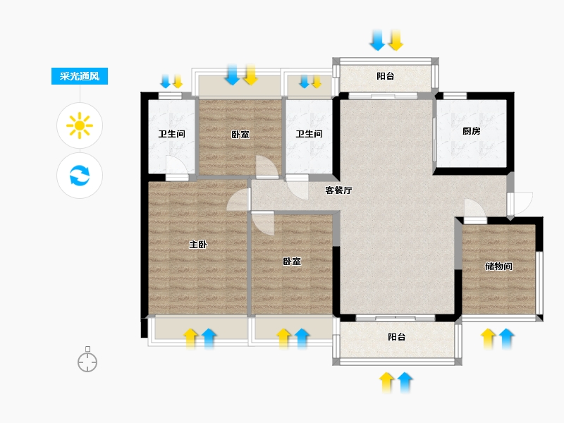 广东省-清远市-碧桂园假日半岛-98.58-户型库-采光通风