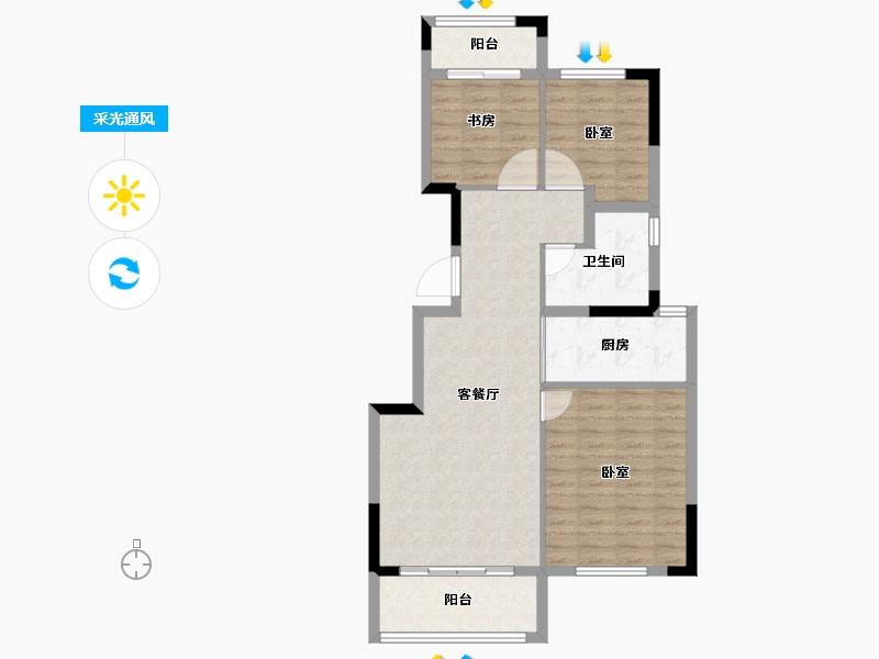 广东省-江门市-金泽世家-81.00-户型库-采光通风